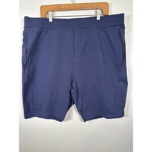 Public Rec Daymaker Shorts Elastic Waist Blue Size 42 9" Inseam Athletic